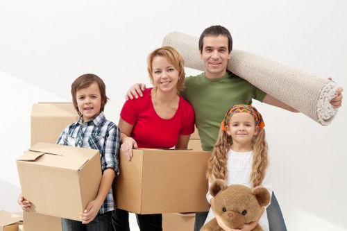 Packed boxes and furniture ready for house removals in Nunhead
